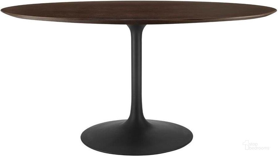 The appearance of Lippa 60 Inch Wood Oval Dining Table In Walnut and Black designed by Modway in the modern / contemporary interior design. This walnut and black piece of furniture  was selected by 1StopBedrooms from Lippa Collection to add a touch of cosiness and style into your home. Sku: EEI-4887-BLK-CHE. Table Base Style: Pedestal. Table Top Shape: Oval. Material: Wood. Product Type: Dining Table. Size: 60". Image1
