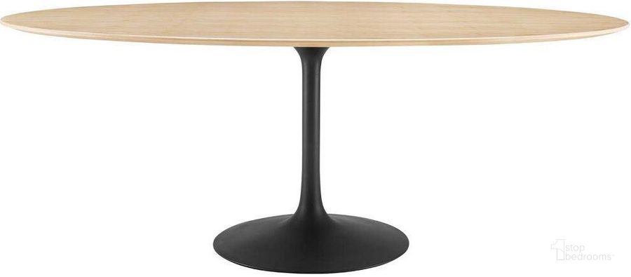 The appearance of Lippa 78 Inch Wood Oval Dining Table In Black and Natural designed by Modway in the modern / contemporary interior design. This black and natural piece of furniture  was selected by 1StopBedrooms from Lippa Collection to add a touch of cosiness and style into your home. Sku: EEI-4888-BLK-NAT. Table Base Style: Pedestal. Table Top Shape: Oval. Material: Wood. Product Type: Dining Table. Size: 78". Image1