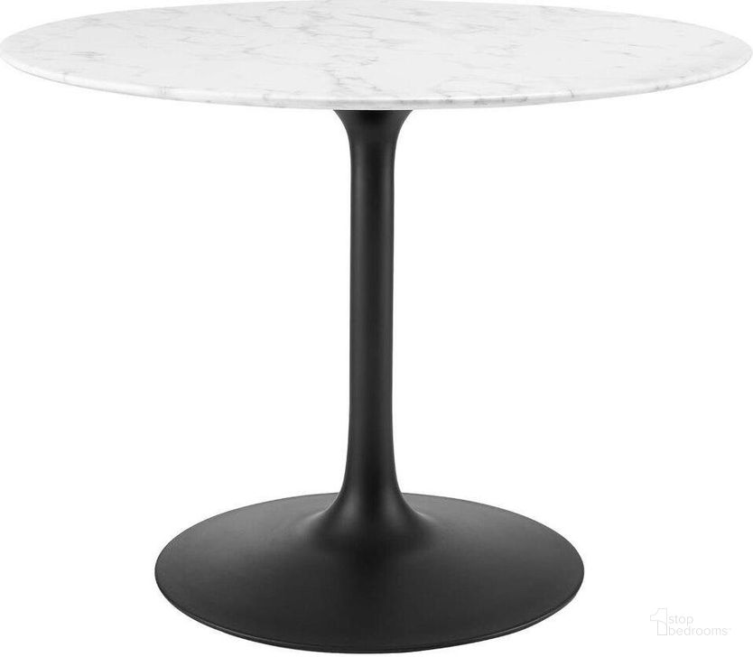The appearance of Lippa Black and White 40 Inch Round Artificial Marble Dining Table designed by Modway in the modern / contemporary interior design. This black and white piece of furniture  was selected by 1StopBedrooms from Lippa Collection to add a touch of cosiness and style into your home. Sku: EEI-3526-BLK-WHI. Table Base Style: Pedestal. Table Top Shape: Round. Product Type: Dining Table. Material: MDF. Size: 40". Image1