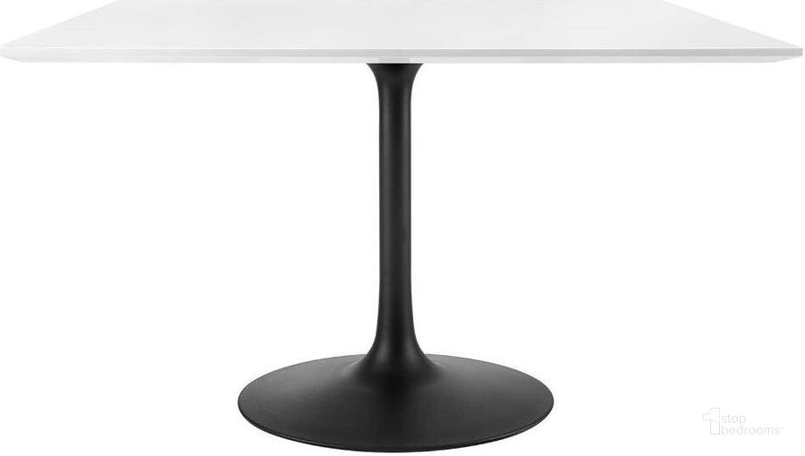The appearance of Lippa Black and White 47 Inch Square Wood Top Dining Table designed by Modway in the modern / contemporary interior design. This black and white piece of furniture  was selected by 1StopBedrooms from Lippa Collection to add a touch of cosiness and style into your home. Sku: EEI-3525-BLK-WHI. Table Base Style: Pedestal. Table Top Shape: Square. Product Type: Dining Table. Material: MDF. Size: 47". Image1