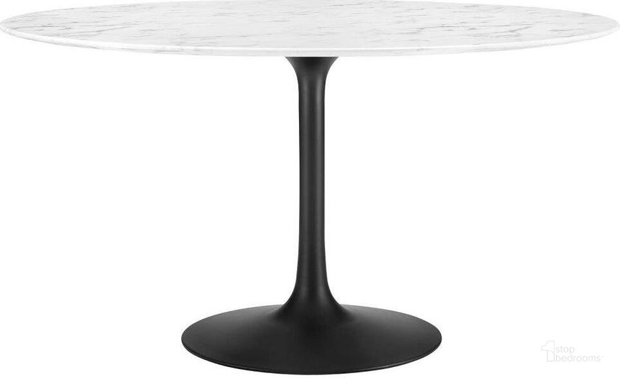 The appearance of Lippa Black and White 54 Inch Round Artificial Marble Dining Table designed by Modway in the modern / contemporary interior design. This black and white piece of furniture  was selected by 1StopBedrooms from Lippa Collection to add a touch of cosiness and style into your home. Sku: EEI-3528-BLK-WHI. Table Base Style: Pedestal. Table Top Shape: Round. Product Type: Dining Table. Material: MDF. Size: 54". Image1