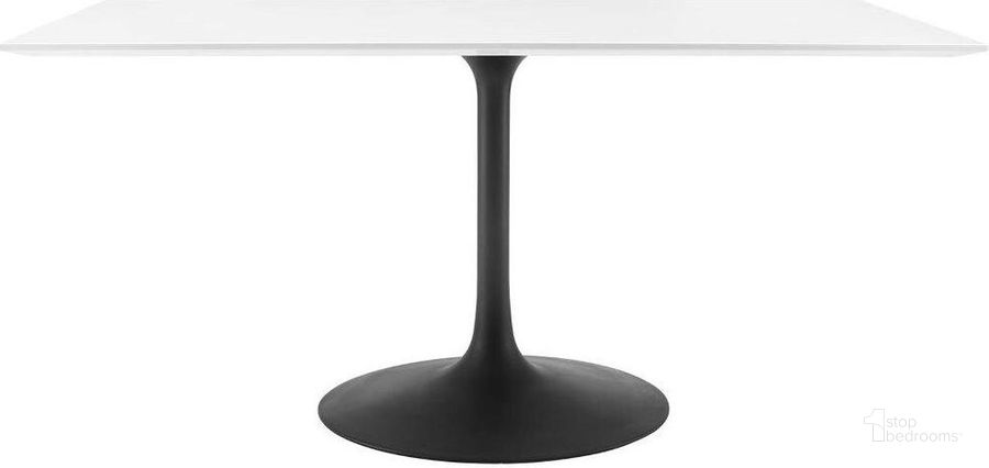 The appearance of Lippa Black and White 60 Inch Rectangle Wood Dining Table designed by Modway in the modern / contemporary interior design. This black and white piece of furniture  was selected by 1StopBedrooms from Lippa Collection to add a touch of cosiness and style into your home. Sku: EEI-3541-BLK-WHI. Table Base Style: Pedestal. Product Type: Dining Table. Material: MDF. Table Top Shape: Rectangular. Size: 60". Image1
