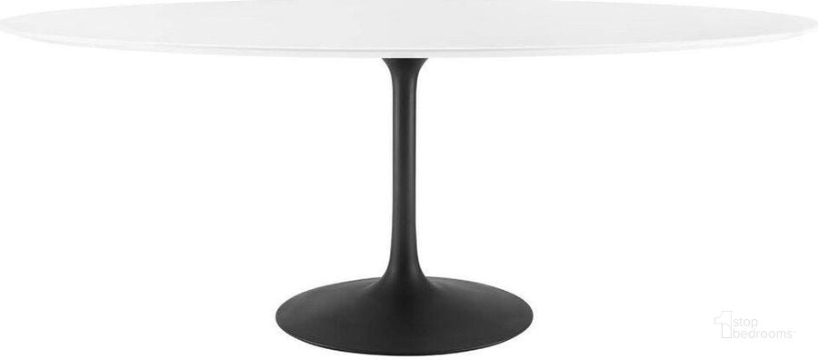 The appearance of Lippa Black and White 78 Inch Oval Wood Dining Table designed by Modway in the modern / contemporary interior design. This black and white piece of furniture  was selected by 1StopBedrooms from Lippa Collection to add a touch of cosiness and style into your home. Sku: EEI-3540-BLK-WHI. Table Base Style: Pedestal. Table Top Shape: Oval. Product Type: Dining Table. Material: MDF. Size: 78". Image1