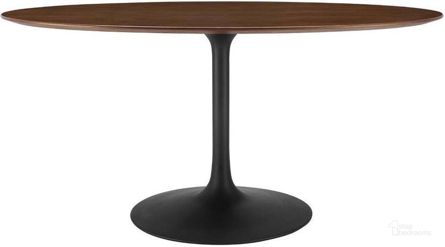 The appearance of Lippa Black Walnut 60 Inch Oval Walnut Dining Table designed by Modway in the modern / contemporary interior design. This black walnut piece of furniture  was selected by 1StopBedrooms from Lippa Collection to add a touch of cosiness and style into your home. Sku: EEI-3543-BLK-WAL. Table Base Style: Pedestal. Table Top Shape: Oval. Product Type: Dining Table. Material: MDF. Size: 60". Image1
