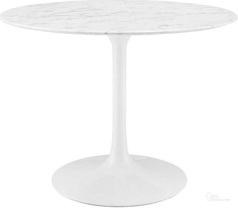 The appearance of Lippa White 40 Inch Round Artificial Marble Dining Table designed by Modway in the modern / contemporary interior design. This white piece of furniture  was selected by 1StopBedrooms from Lippa Collection to add a touch of cosiness and style into your home. Sku: EEI-1130-WHI. Table Base Style: Pedestal. Table Top Shape: Round. Product Type: Dining Table. Material: MDF. Size: 40". Image1
