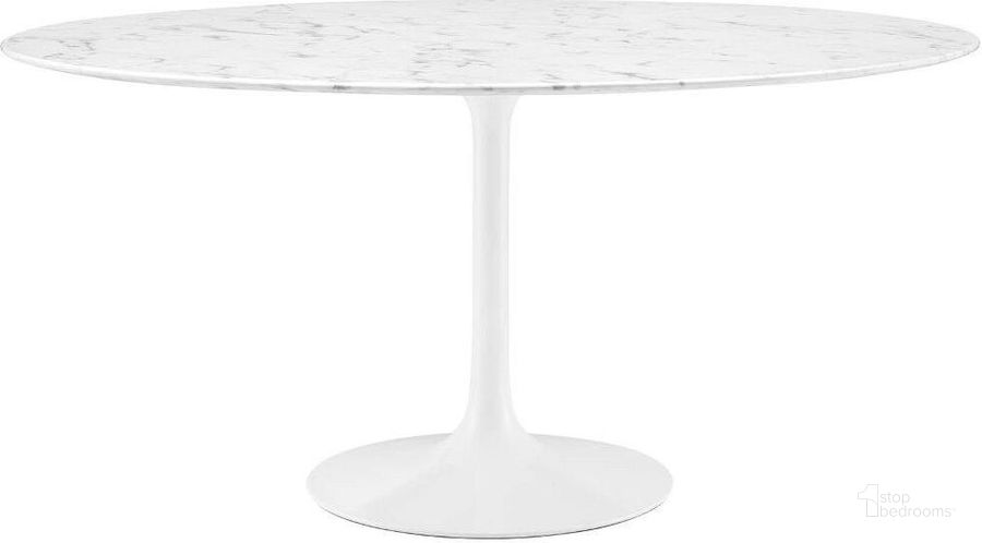The appearance of Lippa White 60 Inch Round Artificial Marble Dining Table designed by Modway in the modern / contemporary interior design. This white piece of furniture  was selected by 1StopBedrooms from Lippa Collection to add a touch of cosiness and style into your home. Sku: EEI-1133-WHI. Table Base Style: Pedestal. Table Top Shape: Round. Product Type: Dining Table. Material: MDF. Size: 60". Image1