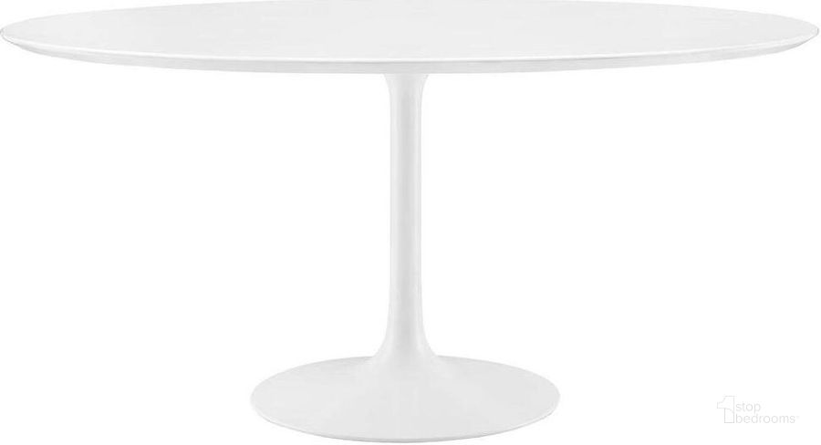 The appearance of Lippa White 60 Inch Round Wood Top Dining Table designed by Modway in the modern / contemporary interior design. This white piece of furniture  was selected by 1StopBedrooms from Lippa Collection to add a touch of cosiness and style into your home. Sku: EEI-1120-WHI. Table Base Style: Pedestal. Table Top Shape: Round. Product Type: Dining Table. Material: MDF. Size: 60". Image1