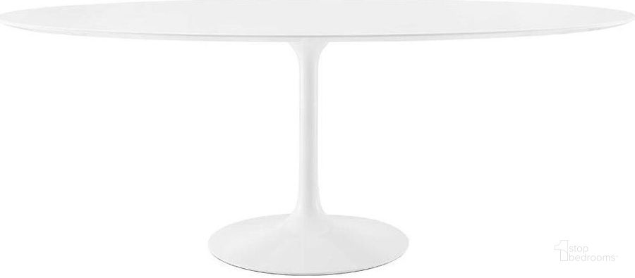 The appearance of Lippa White 78 Inch Oval Wood Top Dining Table designed by Modway in the modern / contemporary interior design. This white piece of furniture  was selected by 1StopBedrooms from Lippa Collection to add a touch of cosiness and style into your home. Sku: EEI-1657-WHI. Table Base Style: Pedestal. Table Top Shape: Oval. Product Type: Dining Table. Material: MDF. Size: 78". Image1