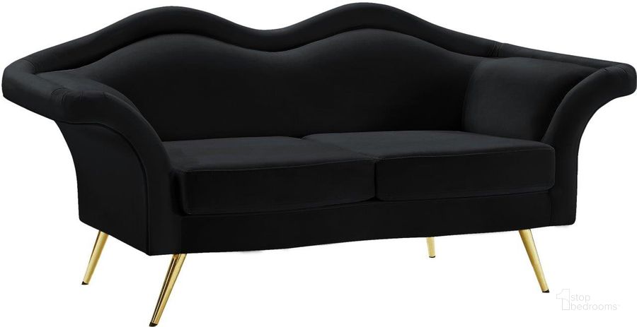 The appearance of Lips Black Velvet Loveseat designed by Meridian in the modern / contemporary interior design. This black velvet piece of furniture  was selected by 1StopBedrooms from Lips Collection to add a touch of cosiness and style into your home. Sku: 607Black-L. Product Type: Loveseat. Material: Velvet. Image1