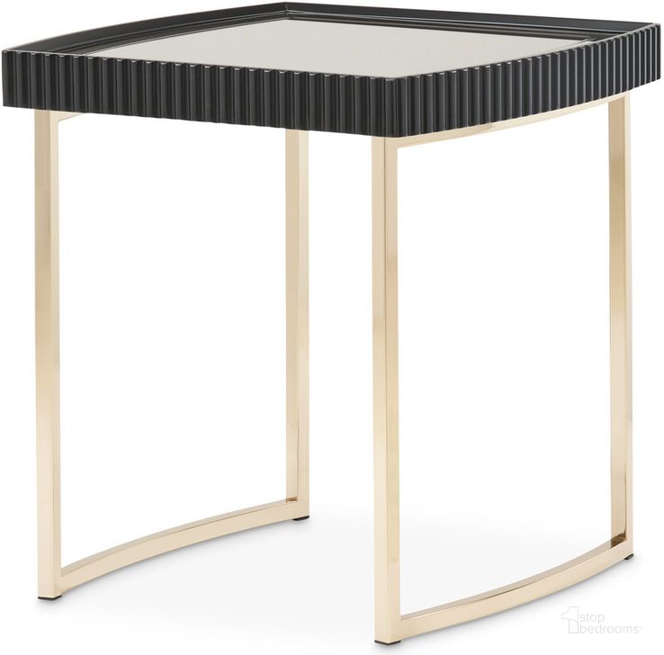The appearance of Lisbon Side Table In Silken Matte Black designed by AICO in the transitional interior design. This silken matte black piece of furniture  was selected by 1StopBedrooms from Lisbon Collection to add a touch of cosiness and style into your home. Sku: LFR-LSBN202-826. Product Type: Side Table. Material: MDF. Image1