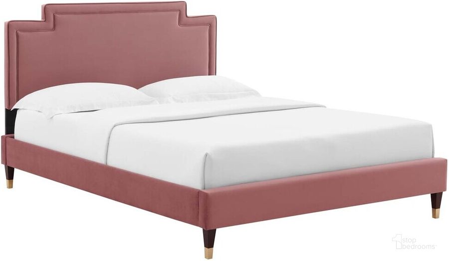 The appearance of Liva Performance Velvet Full Bed In Dusty Rose designed by Modway in the  interior design. This dusty rose piece of furniture  was selected by 1StopBedrooms from Liva Collection to add a touch of cosiness and style into your home. Sku: MOD-6811-DUS. Bed Type: Platform Bed. Product Type: Platform Bed. Bed Size: Full. Material: MDF. Image1