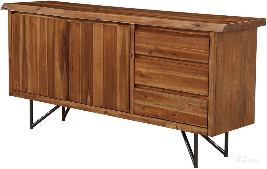 The appearance of Live Edge Walnut Server designed by Alpine in the industrial interior design. This brown piece of furniture  was selected by 1StopBedrooms from Live Edge Collection to add a touch of cosiness and style into your home. Sku: 1968-06. Material: Wood. Product Type: Buffets, Sideboards and Server. Image1