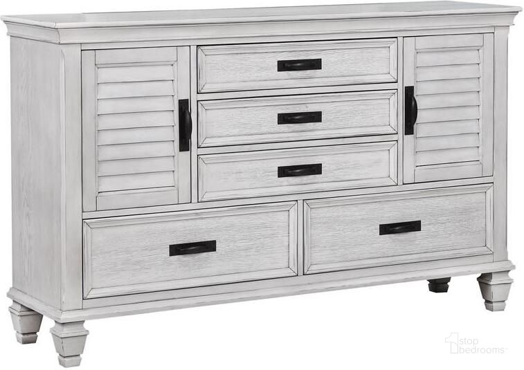 The appearance of Liza Antique White Dresser designed by Coaster in the transitional interior design. This white piece of furniture  was selected by 1StopBedrooms from Liza Collection to add a touch of cosiness and style into your home. Sku: 205333. Material: Wood. Product Type: Dresser. Image1
