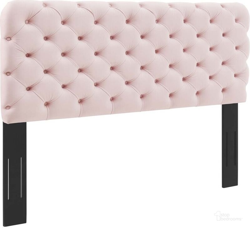 The appearance of Lizzy Tufted Full/Queen Performance Velvet Headboard In Pink designed by Modway in the modern / contemporary interior design. This pink piece of furniture  was selected by 1StopBedrooms from Lizzy Collection to add a touch of cosiness and style into your home. Sku: MOD-6031-PNK. Product Type: Headboard. Bed Size: Queen. Material: MDF. Image1