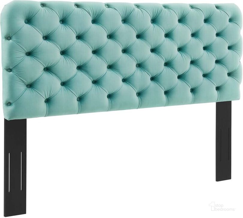 The appearance of Lizzy Tufted Twin Performance Velvet Headboard In Mint designed by Modway in the modern / contemporary interior design. This mint piece of furniture  was selected by 1StopBedrooms from Lizzy Collection to add a touch of cosiness and style into your home. Sku: MOD-6030-MIN. Product Type: Headboard. Bed Size: Twin. Material: MDF. Image1