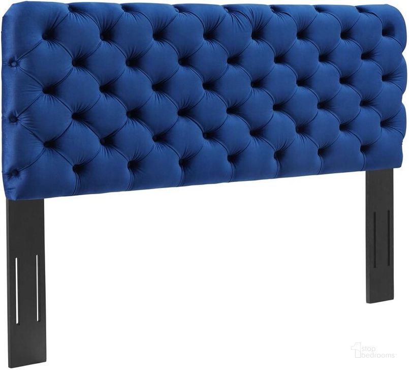 The appearance of Lizzy Tufted Twin Performance Velvet Headboard In Navy designed by Modway in the modern / contemporary interior design. This navy piece of furniture  was selected by 1StopBedrooms from Lizzy Collection to add a touch of cosiness and style into your home. Sku: MOD-6030-NAV. Product Type: Headboard. Bed Size: Twin. Material: MDF. Image1