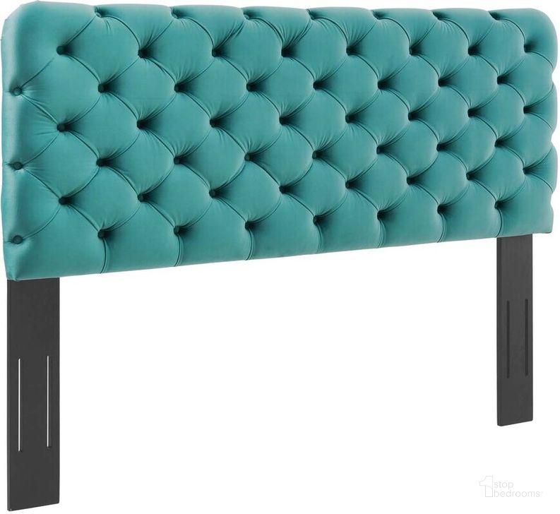The appearance of Lizzy Tufted Twin Performance Velvet Headboard In Teal designed by Modway in the modern / contemporary interior design. This teal piece of furniture  was selected by 1StopBedrooms from Lizzy Collection to add a touch of cosiness and style into your home. Sku: MOD-6030-TEA. Product Type: Headboard. Bed Size: Twin. Material: MDF. Image1