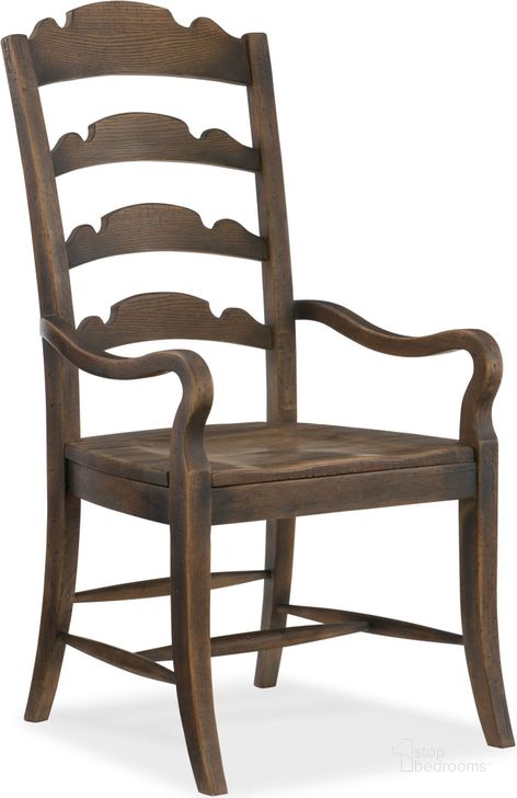 The appearance of Hill Country Saddle Brown Twin Sisters Ladderback Arm Chair Set of 2 designed by Hooker in the traditional interior design. This brown piece of furniture  was selected by 1StopBedrooms from Hill Country Collection to add a touch of cosiness and style into your home. Sku: 5960-75300-BRN. Material: Wood. Product Type: Arm Chair.