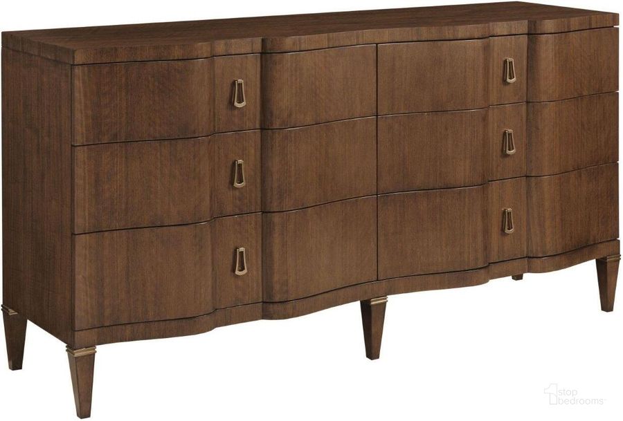 The appearance of Lochiel Lake Brown Dresser 0qb24377856 designed by Isaac Tahari in the transitional interior design. This brown piece of furniture  was selected by 1StopBedrooms from Lochiel Lake Collection to add a touch of cosiness and style into your home. Sku: 929-130. Material: Wood. Product Type: Dresser.