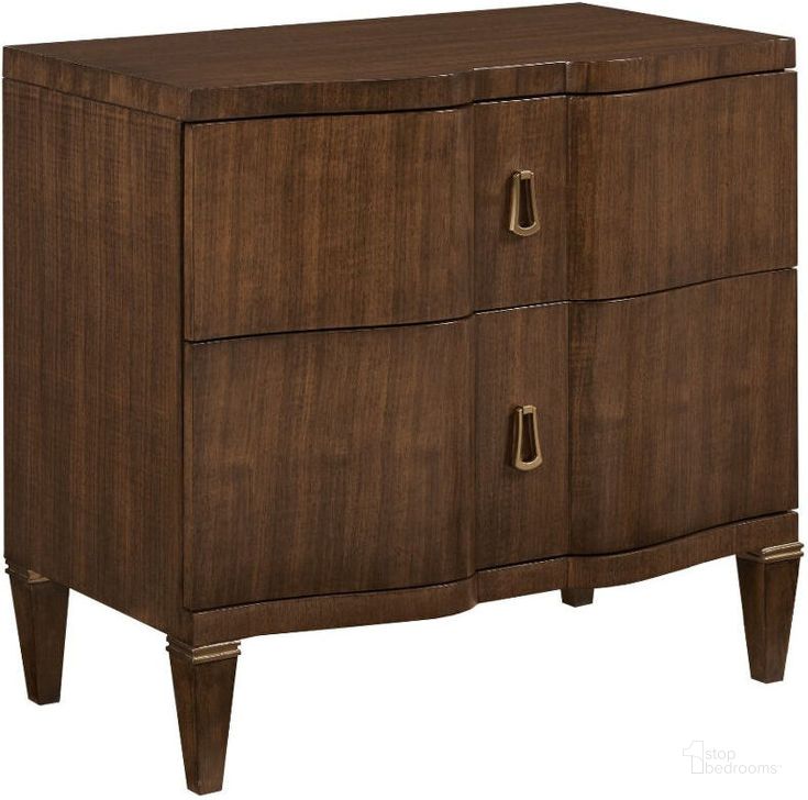 The appearance of Lochiel Lake Brown Nightstand designed by Isaac Tahari in the transitional interior design. This brown piece of furniture  was selected by 1StopBedrooms from Lochiel Lake Collection to add a touch of cosiness and style into your home. Sku: 929-420. Material: Wood. Product Type: Nightstand. Image1