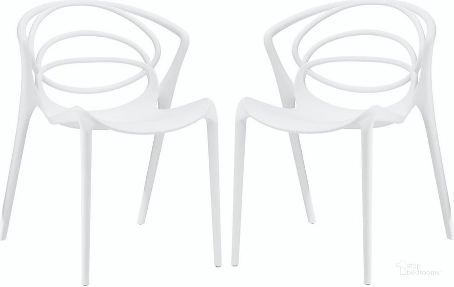 The appearance of Locus Dining Set Set of 2 In White designed by Modway in the modern / contemporary interior design. This white piece of furniture  was selected by 1StopBedrooms from Locus Collection to add a touch of cosiness and style into your home. Sku: EEI-2335-WHI-SET. Material: Polypropylene. Product Type: Dining Chair. Image1