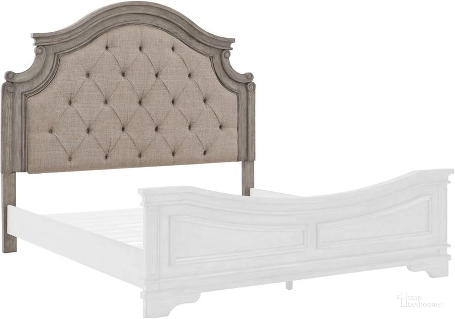 The appearance of Lodenbay Antique Gray King/California King Upholstered Headboard Only designed by Signature Design by Ashley in the transitional interior design. This antique gray piece of furniture  was selected by 1StopBedrooms from Lodenbay Collection to add a touch of cosiness and style into your home. Sku: B751-58. Material: Fabric. Product Type: Headboard. Bed Size: King.