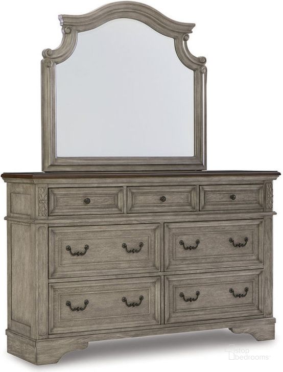 The appearance of Lodenbay Dresser and Mirror In Gray designed by Signature Design by Ashley in the transitional interior design. This antique gray/brown piece of furniture  was selected by 1StopBedrooms from Lodenbay Collection to add a touch of cosiness and style into your home. Sku: B751-31;B751-36. Material: Wood. Product Type: Dresser and Mirror. Image1
