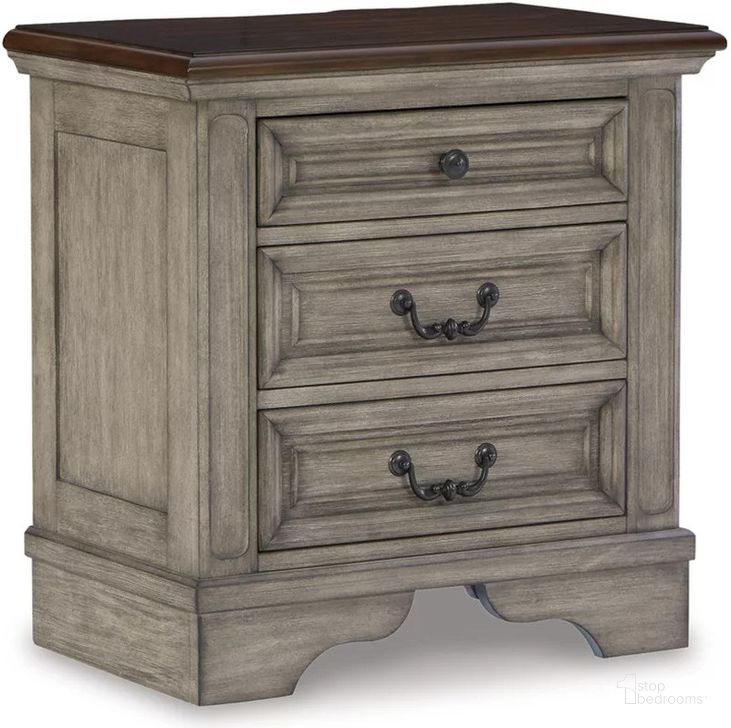 The appearance of Lodenbay Two-tone Three Drawer Nightstand designed by Signature Design by Ashley in the transitional interior design. This antique gray/brown piece of furniture  was selected by 1StopBedrooms from Lodenbay Collection to add a touch of cosiness and style into your home. Sku: B751-93. Material: Wood. Product Type: Nightstand. Image1