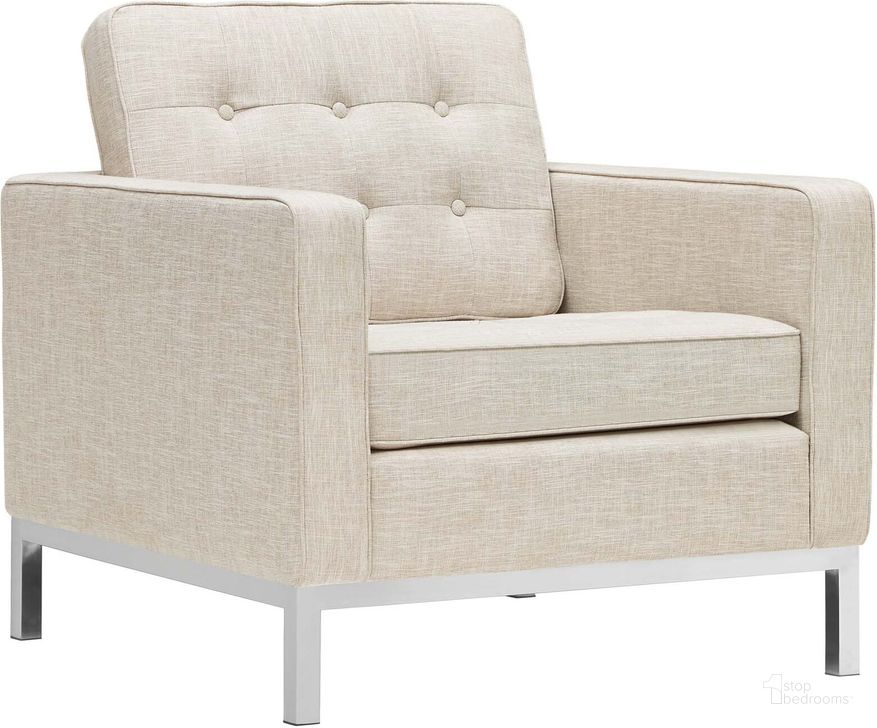 The appearance of Loft Beige Upholstered Fabric Arm Chair designed by Modway in the modern / contemporary interior design. This beige piece of furniture  was selected by 1StopBedrooms from Loft Collection to add a touch of cosiness and style into your home. Sku: EEI-2050-BEI. Material: Polyester. Product Type: Living Room Chair. Image1