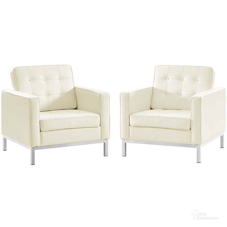 The appearance of Loft 2-Piece Leather Armchair Set In Cream White designed by Modway in the transitional interior design. This cream white piece of furniture  was selected by 1StopBedrooms from Loft Collection to add a touch of cosiness and style into your home. Sku: EEI-3103-WHI-SET. Product Type: Living Room Chair. Material: Foam. Image1