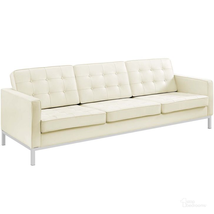 The appearance of Loft Leather Sofa In Cream White designed by Modway in the transitional interior design. This cream white piece of furniture  was selected by 1StopBedrooms from Loft Collection to add a touch of cosiness and style into your home. Sku: EEI-2779-WHI. Material: Wood. Product Type: Leather Sofa. Image1