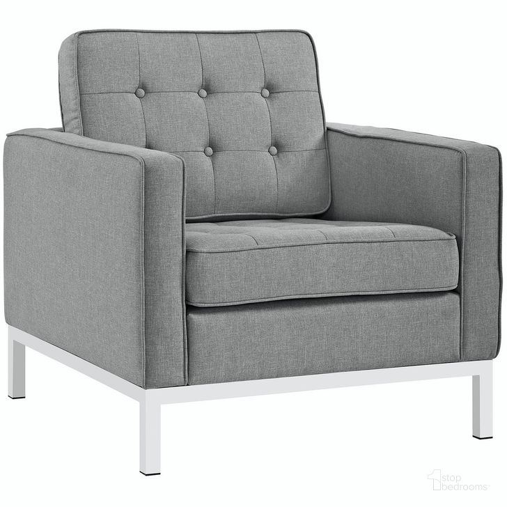 The appearance of Loft Upholstered Fabric Armchair In Light Gray designed by Modway in the modern / contemporary interior design. This light gray piece of furniture  was selected by 1StopBedrooms from Loft Collection to add a touch of cosiness and style into your home. Sku: EEI-2050-LGR. Product Type: Living Room Chair. Material: Foam. Image1