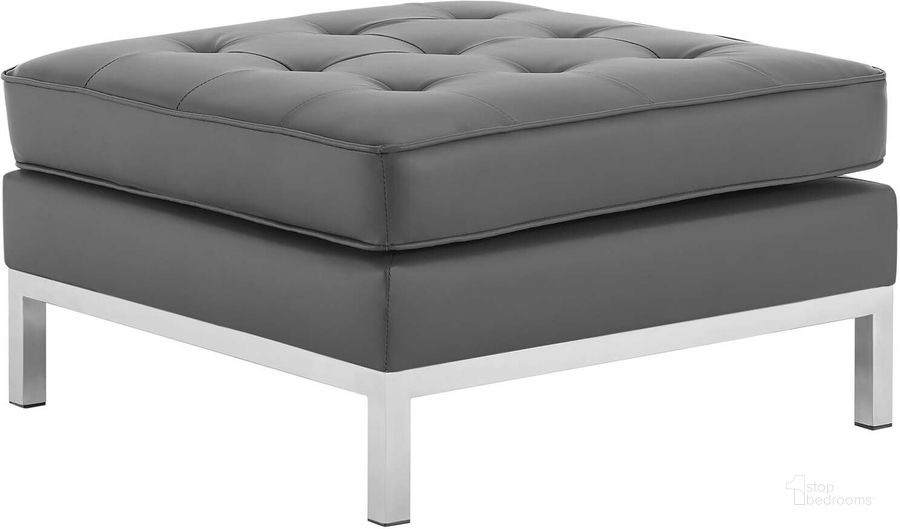 The appearance of Loft Silver Gray Tufted Upholstered Faux Leather Ottoman designed by Modway in the modern / contemporary interior design. This silver gray piece of furniture  was selected by 1StopBedrooms from Loft Collection to add a touch of cosiness and style into your home. Sku: EEI-3394-SLV-GRY. Product Type: Ottoman. Material: Pine. Image1