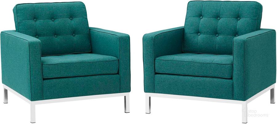 The appearance of Loft Teal Arm Chairs Upholstered Fabric Set of 2 designed by Modway in the modern / contemporary interior design. This teal piece of furniture  was selected by 1StopBedrooms from Loft Collection to add a touch of cosiness and style into your home. Sku: EEI-2440-TEA-SET. Material: Polyester. Product Type: Living Room Chair. Image1