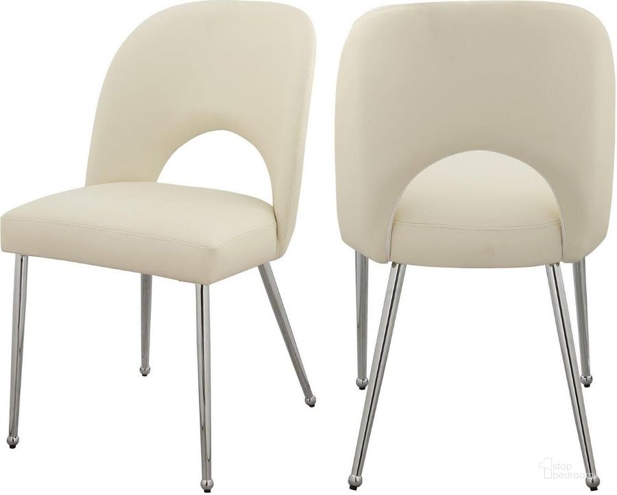 The appearance of Logan Cream Faux Leather Dining Chair Set Of 2 designed by Meridian in the modern / contemporary interior design. This cream piece of furniture  was selected by 1StopBedrooms from Logan Collection to add a touch of cosiness and style into your home. Sku: 999Cream-C. Product Type: Dining Chair. Material: Iron. Image1