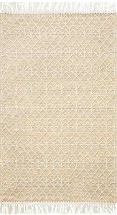The appearance of Loloi II Noelle Ivory and Gold 18" x 18" Sample Rug designed by Loloi Rugs in the modern / contemporary interior design. This ivory and gold piece of furniture  was selected by 1StopBedrooms from Noelle Collection to add a touch of cosiness and style into your home. Sku: NOELNOE-06IVGO160S. Material: Cotton. Product Type: Area Rugs. Image1