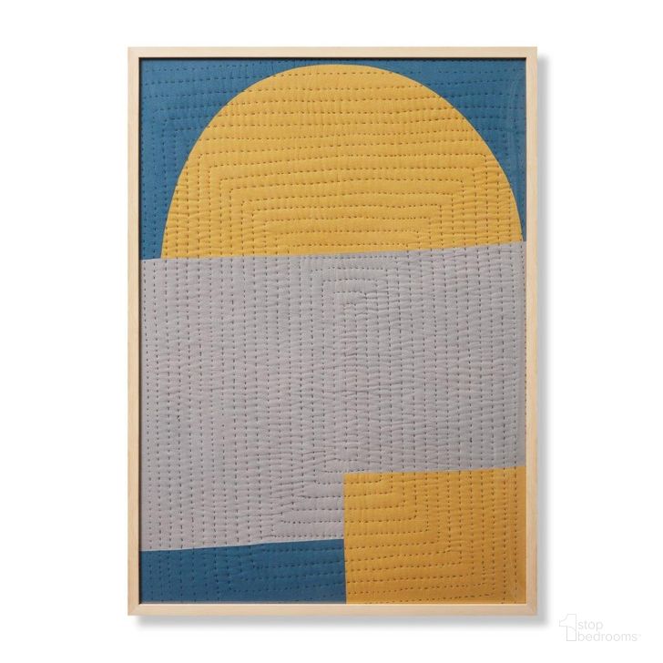 The appearance of Loloi Lingo Blue and Gold 3'-4" x 4'-8" Wall Art designed by Loloi Rugs in the modern / contemporary interior design. This blue and gold piece of furniture  was selected by 1StopBedrooms from Lingo Collection to add a touch of cosiness and style into your home. Sku: AW0330LINGXBBGOZ363. Product Type: Wall Art. Material: Cotton. Image1