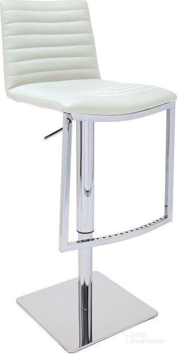 The appearance of London Swivel Hydraulic Barstool In Pearl White designed by Bellini Modern Living in the modern / contemporary interior design. This pearl white piece of furniture  was selected by 1StopBedrooms from London Collection to add a touch of cosiness and style into your home. Sku: London PRWHT. Product Type: Barstool. Material: Chrome. Image1