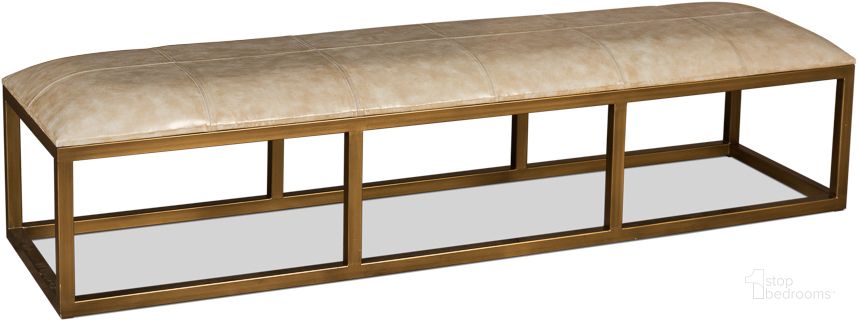 The appearance of Long Hall Beige Leather Bench designed by Sarreid in the transitional interior design. This beige piece of furniture  was selected by 1StopBedrooms from Long Hall Collection to add a touch of cosiness and style into your home. Sku: 52636. Product Type: Accent and Storage Bench. Image1