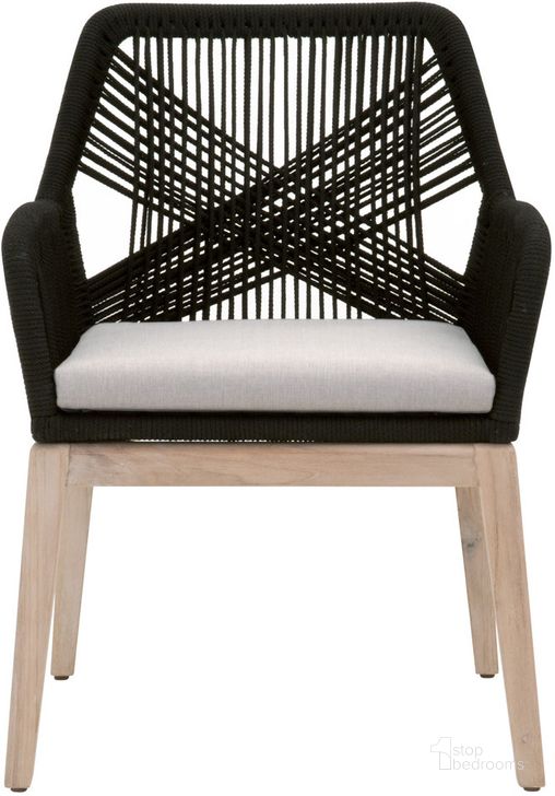The appearance of Loom Gray Outdoor Arm Chair Set Of 2 designed by Essentials For Living in the transitional interior design. This black piece of furniture  was selected by 1StopBedrooms from Woven Collection to add a touch of cosiness and style into your home. Sku: 6809KD.BLK/PUM/GT. Material: Wood. Product Type: Outdoor Chair. Image1