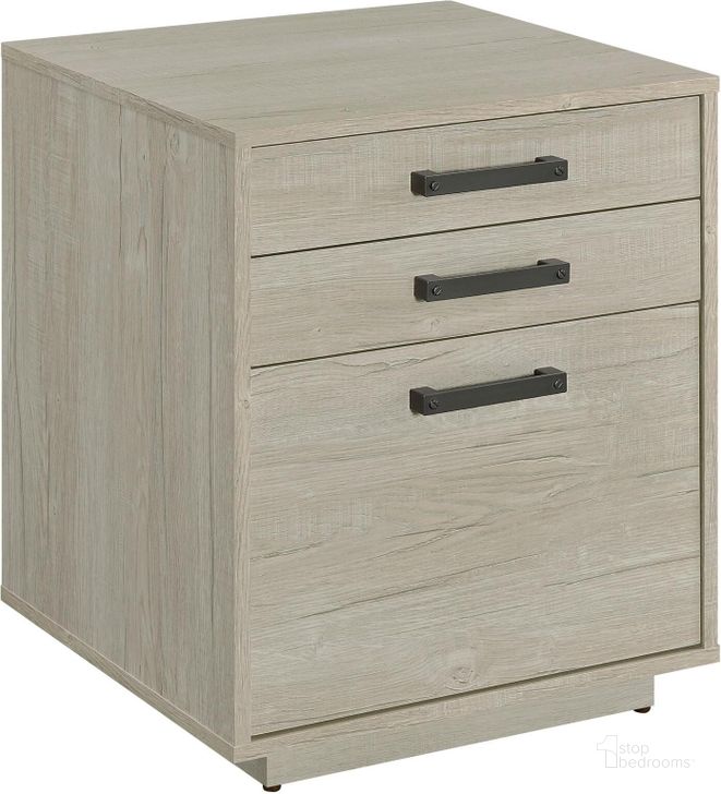 The appearance of Loomis 3-Drawer Square File Cabinet Whitewashed Grey designed by Coaster in the modern / contemporary interior design. This white wash piece of furniture  was selected by 1StopBedrooms from Loomis Collection to add a touch of cosiness and style into your home. Sku: 805882. Product Type: File Cabinet. Material: Melamine. Image1