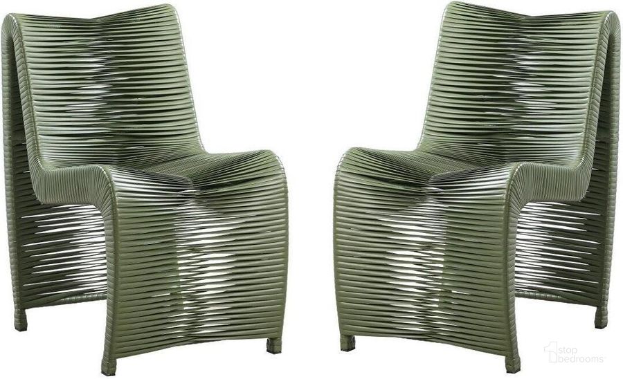 The appearance of Loreins Outdoor Patio Chair Set of 2 In Olive Green designed by Boraam Industries in the coastal interior design. This olive green piece of furniture  was selected by 1StopBedrooms from Loreins Collection to add a touch of cosiness and style into your home. Sku: 77140. Product Type: Outdoor Chair. Material: Iron. Image1