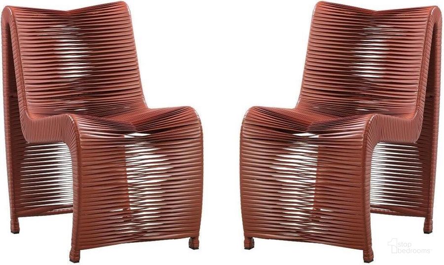 The appearance of Loreins Outdoor Patio Chair Set of 2 In Terracotta designed by Boraam Industries in the modern / contemporary interior design. This terracotta piece of furniture  was selected by 1StopBedrooms from Loreins Collection to add a touch of cosiness and style into your home. Sku: 77142. Product Type: Outdoor Chair. Material: Iron. Image1