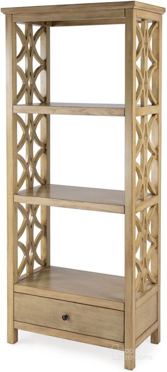 The appearance of Lorena 30 Inch W 3-Tier Etagere Bookcase with Storage Drawer In Beige designed by Butler Specialty Company in the traditional interior design. This beige piece of furniture  was selected by 1StopBedrooms from Lorena Collection to add a touch of cosiness and style into your home. Sku: 5693424. Product Type: Bookcase. Material: Poplar. Image1