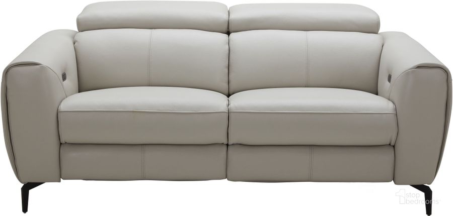 The appearance of Lorenzo Light Grey Leather Reclining Loveseat designed by J&M in the modern / contemporary interior design. This cream piece of furniture  was selected by 1StopBedrooms from Lorenzo Collection to add a touch of cosiness and style into your home. Sku: 18824-L. Material: Leather. Product Type: Reclining Loveseat. Image1