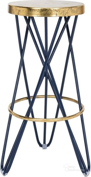 The appearance of Lorna Navy and Gold Leaf Bar Stool designed by Safavieh in the modern / contemporary interior design. This gold navy piece of furniture  was selected by 1StopBedrooms from Lorna Collection to add a touch of cosiness and style into your home. Sku: FOX3254B. Product Type: Barstool. Material: Iron. Image1