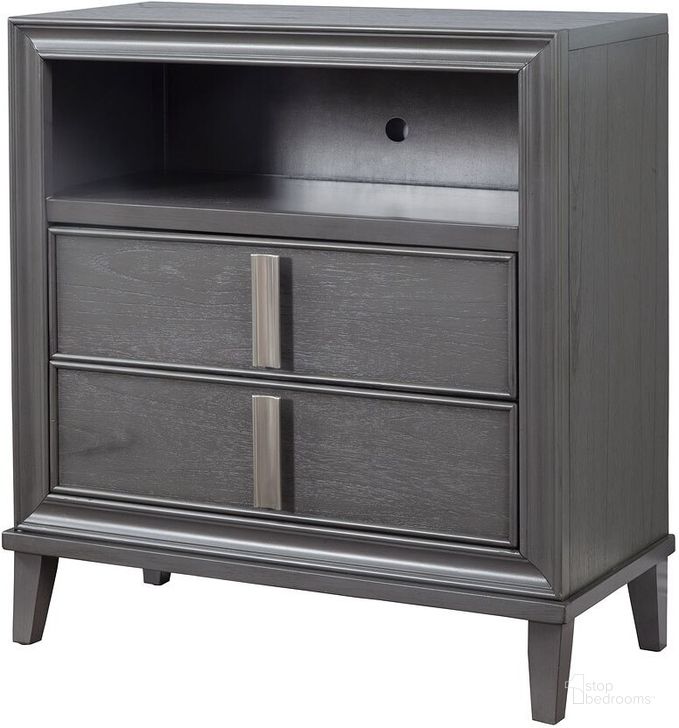 The appearance of Lorraine Dark Grey Media Chest designed by Alpine in the transitional interior design. This gray piece of furniture  was selected by 1StopBedrooms from Lorraine Collection to add a touch of cosiness and style into your home. Sku: 8171-11. Product Type: Chest. Material: Pine. Image1