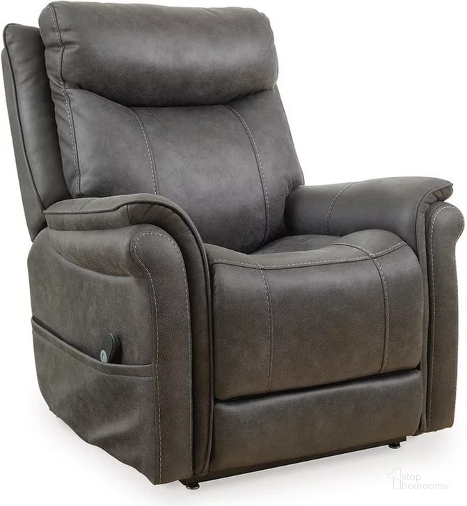 The appearance of Lorreze Steel Power Lift Recliner designed by Signature Design by Ashley in the modern / contemporary interior design. This steel piece of furniture  was selected by 1StopBedrooms from Lorreze Collection to add a touch of cosiness and style into your home. Sku: 8530512. Material: Fabric. Product Type: Recliner. Image1