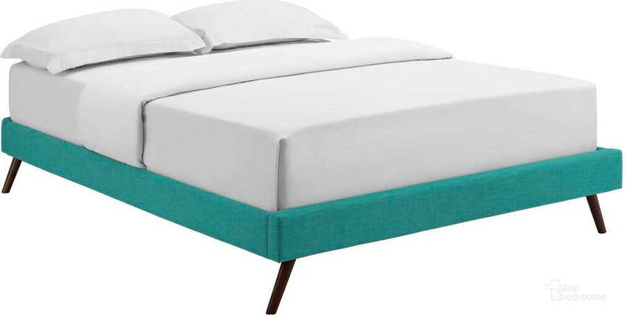 The appearance of Loryn Full Fabric Bed Frame With Round Splayed Legs In Teal designed by Modway in the modern / contemporary interior design. This teal piece of furniture  was selected by 1StopBedrooms from Loryn Collection to add a touch of cosiness and style into your home. Sku: MOD-5889-TEA. Material: Fabric. Product Type: Bed Frame. Bed Size: Full. Image1