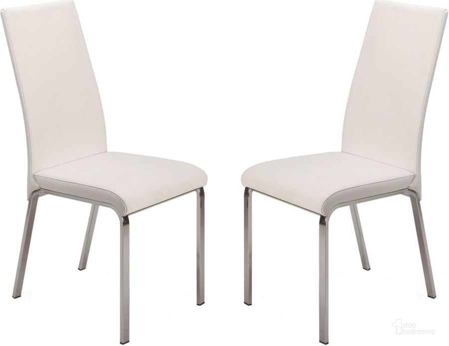 The appearance of Loto White Dining Chair Set Of 2 designed by Casabianca Home in the modern / contemporary interior design. This white piece of furniture  was selected by 1StopBedrooms from Loto Collection to add a touch of cosiness and style into your home. Sku: TC-2007-WH. Material: Metal. Product Type: Dining Chair. Image1